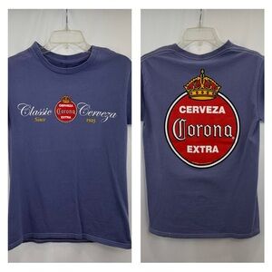 NWOT Corona Cerveza Extra T-Shirt Size Small Short Sleeve Purple Cotton